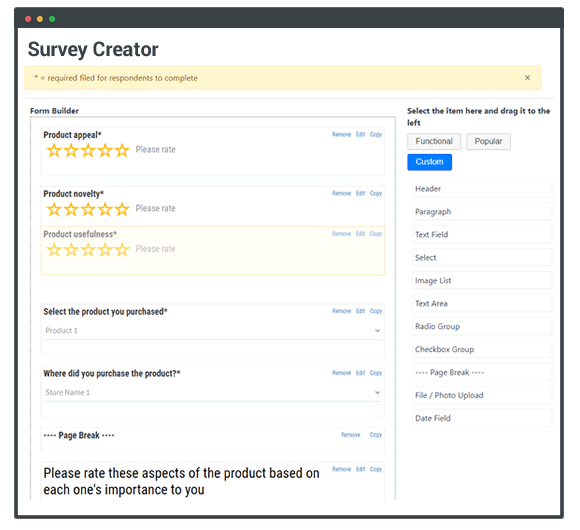 drag & drop survey creator